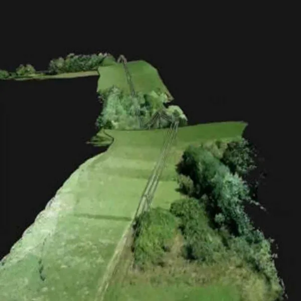 3D model koridoru elektrického vedenia vo forme mračna bodov